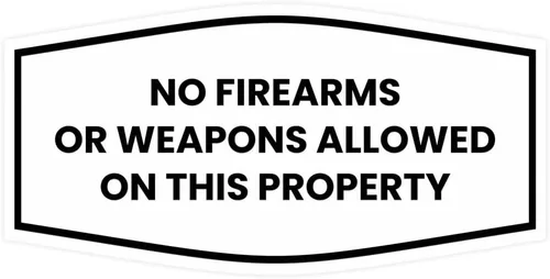 Vista 13 de Fancy No Firearms or Weapons On This Property Sign (Negro/Plata) - Mediano