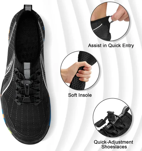 Vista 4 de ATHMILE Zapatos de agua para hombres y mujeres, zapatos de río para adultos, natación, playa, lago, piscina, calcetines acuáticos, de secado rápido