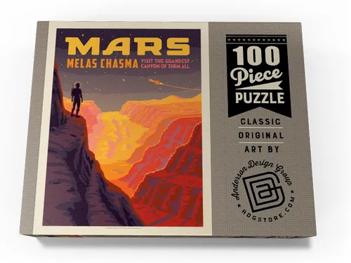 Vista 4 de MyPuzzle Mars: Melas Chasma, póster vintage, rompecabezas prémium de 100 piezas para adultos