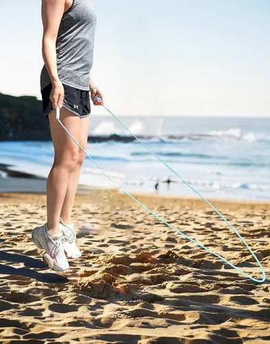 Vista 3 de Cuerda de saltar 6 en 1 para principiantes con cuerda segmentada sin enredos, cuerda de cuentas segmentada, cuerda de PVC, bola de masaje, banda