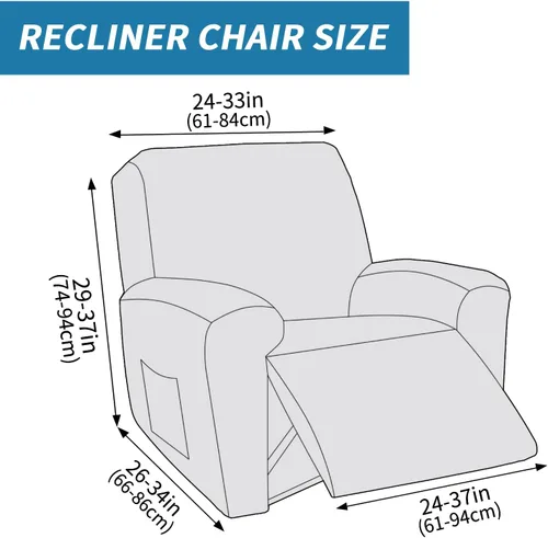 Vista 6 de ZNSAYOTX 2026 Funda elástica para sillón reclinable de 3 piezas (61 cm-94 cm) Fundas súper suaves para silla reclinable con bolsillo grande y lazos
