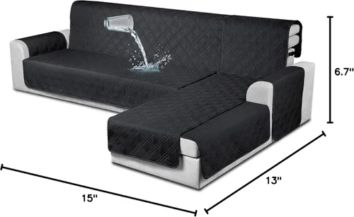 Vista 8 de TAOCOCO Fundas de Sofá Seccional 100% Impermeables en Forma de L, Fundas de Sofá de 3 Piezas, Funda de Chaise Lounge para Mascotas y Niños, Fundas