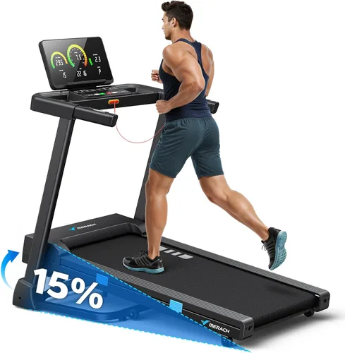 Vista 11 de MERACH T12 Foldable Treadmill for Home, 300 LBS Capacity, Wide Running Belt