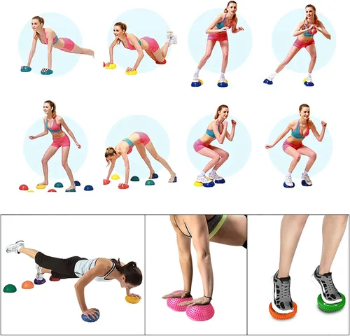 Vista 6 de VGEBY Bola de masaje semicírculo, masaje de pies, media bola, equilibrio, kit de puntas para tejido profundo (color plateado)