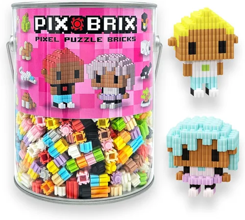 Vista 7 de Pix Brix Pixel Art Puzzle Bricks Bucket - Kit de arte de píxeles de 1500 piezas con 12 colores, paleta oscura, ladrillos de construcción
