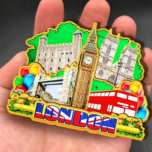 Vista 4 de Imán de madera de Londres Inglaterra 3D para nevera, recuerdos coleccionables, decoraciones artesanales hechas a mano