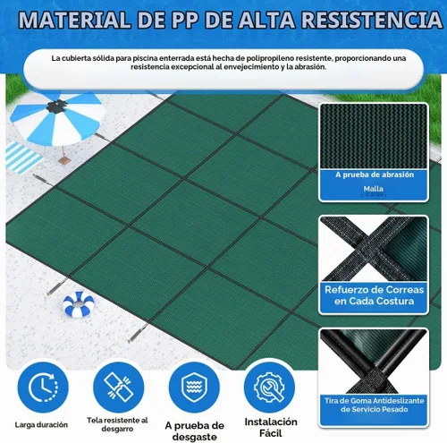 Vista 4 de iCOVER Cubierta de seguridad para piscina interior, 20x40 pies rectangular, cubierta de seguridad de invierno para piscinas interiores, cubierta