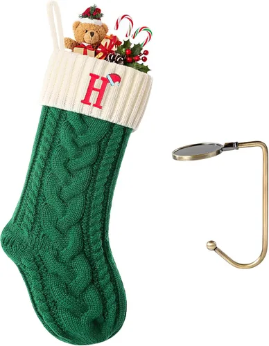 Vista 114 de Botas de Navidad personalizadas, iniciales personalizadas, 18 pulgadas, botas de Navidad tejidas con letras para colgar en la chimenea, botas