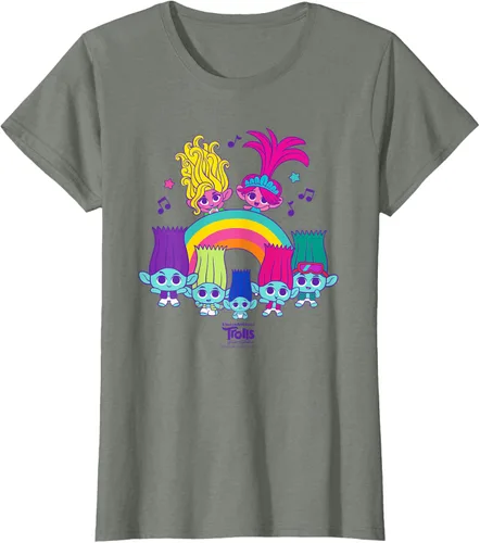 Vista 10 de Camiseta DreamWorks Trolls Band Together BroZone Poppy Viva Rainbow Negro