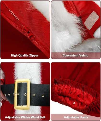 Vista 7 de SHEJIZE Disfraz de Papá Noel para hombres, traje de Papá Noel, para adultos, hombres, disfraz de Papá Noel para hombres, traje de Papá Noel