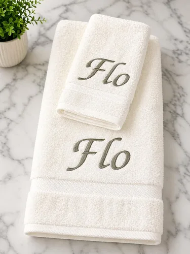 Vista 3 de Liberty21 Juego de toallas de baño y manos personalizadas con monogramas. Toallas bordadas personalizadas. El juego incluye 1 toalla de baño y 1