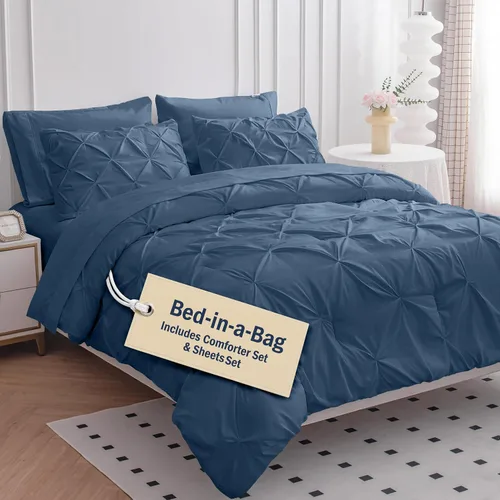 Vista 29 de LANE LINEN Juego de edredón individual de 5 piezas - Ropa de cama con diseño clásico de puntada pintuck - con 1 edredón, 1 funda de almohada, 1