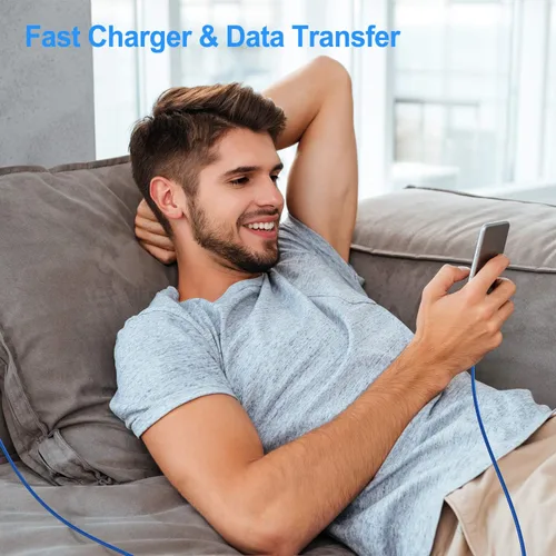 Vista 6 de Cable micro USB de 10 pies, cargador de teléfono Android, paquete de 2 cables de carga extralargos de nailon trenzado rápido y duradero para Samsung