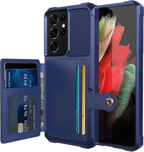 Vista 56 de Funda para Samsung Galaxy S21 Ultra con tarjetero, compatible con soporte magnético para automóvil, resistente a los golpes, resistente, suave, TPU