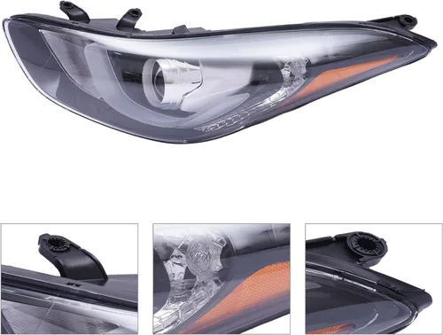 Vista 4 de Conjunto de faros delanteros LED halógenos con lente transparente, reemplazo directo para 2014 2015 2016 Hy-uu-nn-dai E-l-aa-nn-tra