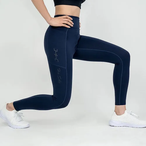 Vista 4 de Korea Dynamic Leggings Navy Blue, Asian Size, Spandex, With Pockets