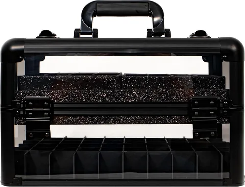 Vista 2 de Ver Beauty Art Craft - Bandeja blindada fácil de deslizar, caja de herramientas de almacenamiento con soporte para base, acrílico negro