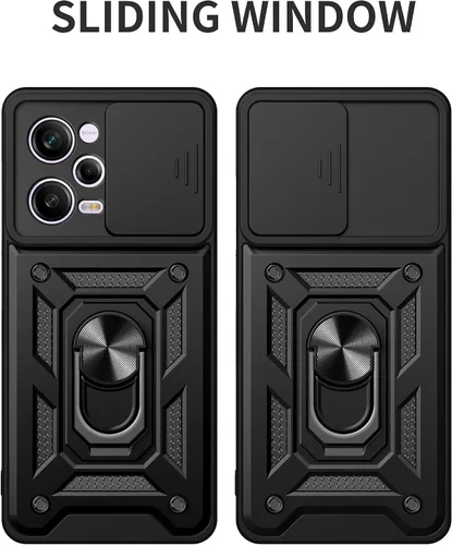 Vista 5 de CCSmall - Funda para Xiaomi Redmi Note 12 Pro+ con cubierta deslizante para cámara SJ color negro