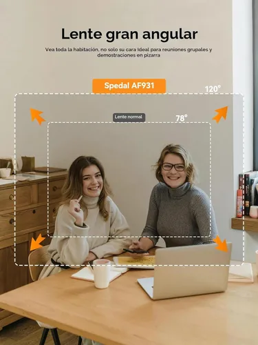 Vista 3 de Spedal Cámara web 4K con trípode, cámara web USB gran angular de 120°