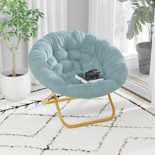 Vista 11 de BizChair Silla plegable de gran tamaño, silla de luna de piel sintética negra, marco de metal negro, silla plegable portátil de 38 pulgadas