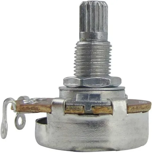 Vista 3 de FLEOR Potenciómetro cónico de audio con eje de 0.709 in, 4 piezas, tamaño completo, para guitarra, A250K