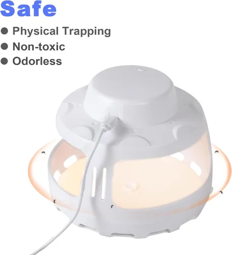 Vista 4 de Trampa para pulgas para el hogar, trampa eléctrica de plagas para interiores con 10 recambios de tablero adhesivo, trampa de luz nocturna