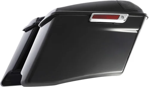 Vista 2 de XFMT Alforjas extendidas de 4 pulgadas con tapas de altavoz de 5 x 7 pulgadas para Harley Touring CVO Street Road Glide 2014-2023, negro vivo Negro