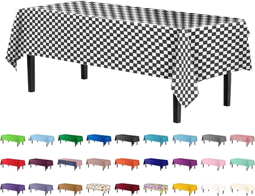 Vista 44 de Party Solids Paquete de 4 manteles de plástico color azul aguamarina, 54 x 108 pulgadas, mantel desechable para fiestas y pícnics