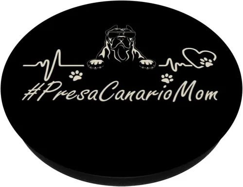 Vista 2 de Presa Canario Mom Heartbeat With Dog Cool For Mothers Day PopSockets Swappable PopGrip