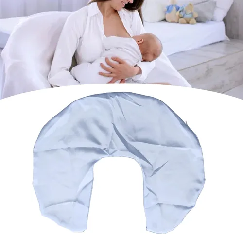 Vista 6 de Aramox Funda de almohada de satén súper suave, compatible con almohada de lactancia, lavable, agradable a la piel, transpirable para una Azul