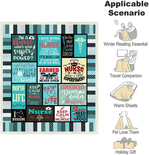 Vista 5 de Regalos de Enfermera Mantas Suaves y Cálidas para Mujeres, Regalos para Enfermeras, Regalos de la Semana de Enfermeras, Mantas Cálidas y Suaves de H2