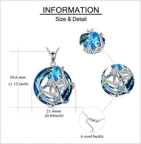 Vista 4 de YFN Ocean Jewelry - Collar con colgante de plata de ley con diseño de estrella de mar, pulpo, medusa, para mujeres y niñas, amantes del océano