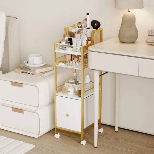 Vista 8 de Organizador de maquillaje con cajones, organizador de maquillaje grande para el cuidado de la piel, carrito de maquillaje rodante, organizador