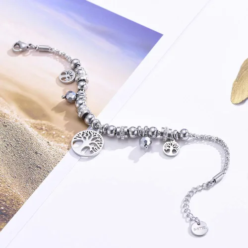 Vista 4 de Pulseras elásticas para mujer pulsera de cristal de acero inoxidable para niñas pulsera elástica de regalo para amigas cristal Sin gemas