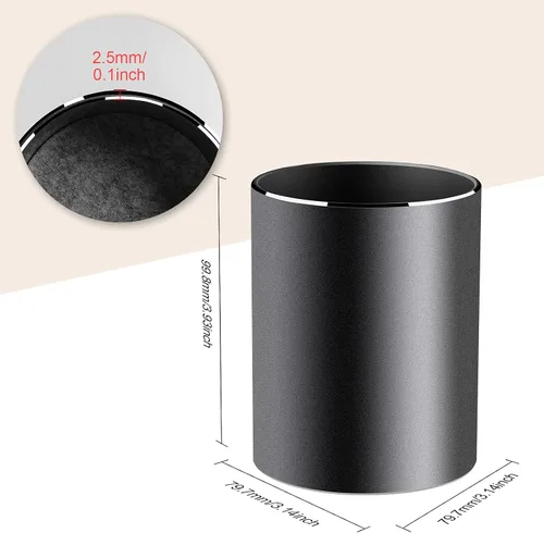 Vista 7 de Vaydeer Portalápices de Metal de Aluminio para Escritorio, Organizador de Escritorio Redondo y Portalápices Negro para Oficina, Escuela, Hogar