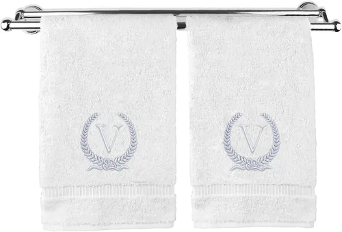 Vista 108 de Toalla de mano con monograma, regalo personalizado, 16 x 30 pulgadas, letra blanca bordada con diseño de corona en toalla negra, extra absorbente