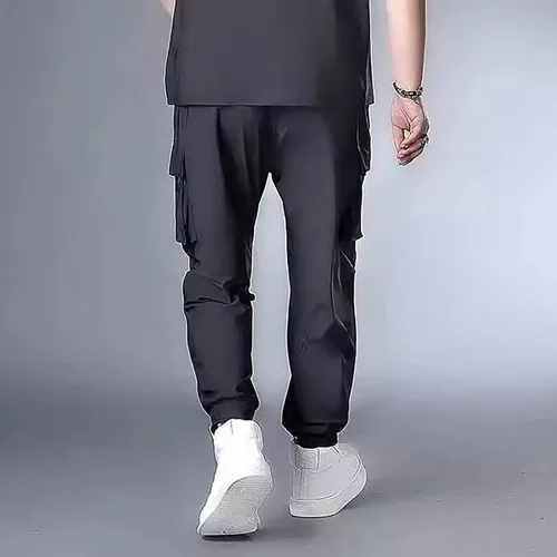 Vista 4 de LCMTWX Pantalones deportivos para hombre, pantalones secos para exteriores, pantalones Quik, pantalones deportivos con cordón y bolsillos