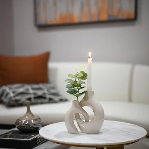 Vista 5 de Juego de 2 candelabros de cerámica modernos para mesa de comedor, sala de estar, centro de mesa, centro de mesa, boda, decoración del hogar