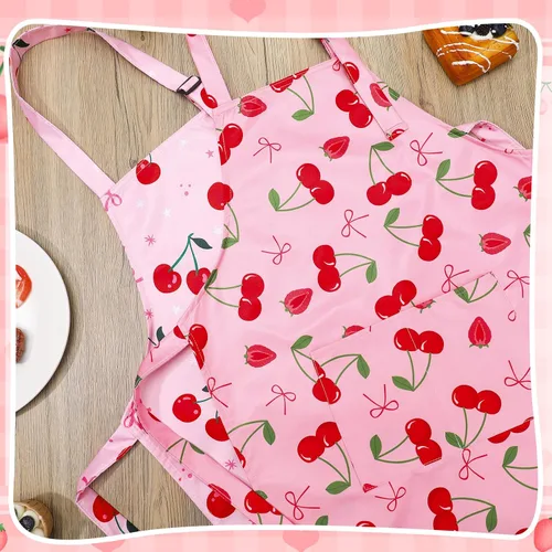 Vista 5 de Paquete de 2 delantales para niños, bonitos delantales de cocina, delantal de arte impermeable con bolsillos, delantal ajustable para pintores
