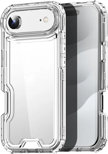 Vista 13 de AICase para iPhone 17 Transparente, Resistente Duradera de 3 Capas de Cristal Transparente [No amarillea]
