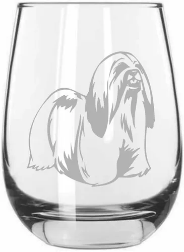 Vista 124 de Shar Pei (chino) - Vaso de vino sin tallo grabado para perro, 15.25 onzas