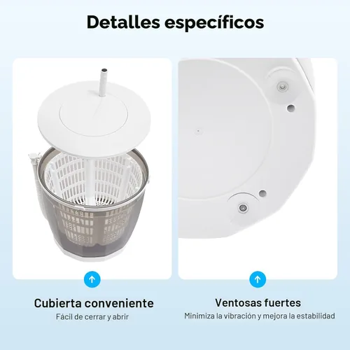 Vista 7 de Lavadora de manivela, 2 en 1 lavadora manual no eléctrica de viaje al aire libre, lavadora compacta mini gris, secadora de centrifugado para RV