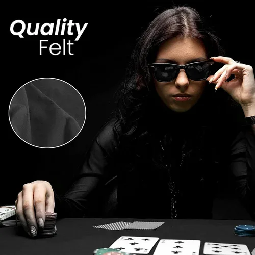 Vista 8 de Cubierta de Mesa de Juego de Cartas de Fieltro para Jugar Cartas, Póquer, Mahjong, Dominó, Bridge y Juegos de Mesa, Mantel Elástico Ajustable