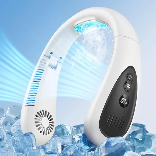 Vista 8 de Aire acondicionado de cuello, ventilador de cuello portátil de 5000 mAh con semiconductor de refrigeración de flujo de aire sin aspas, ventiladores