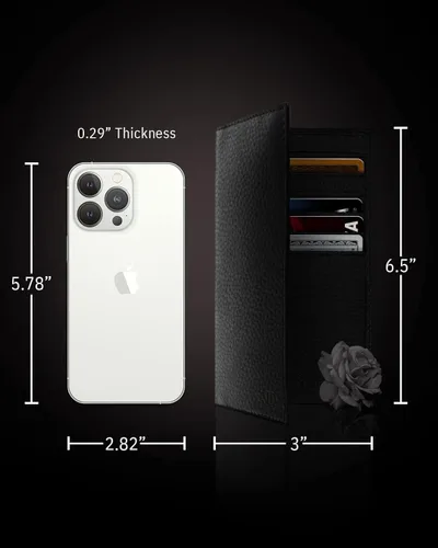 Vista 4 de Funda de cuero genuino para hombres y mujeres Funda para libro de cheques para duplicar cheques billetera RFID