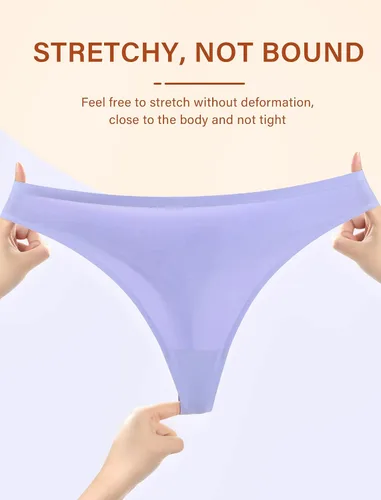 Vista 4 de Sunm Boutique Tangas sin costuras para mujer, tangas invisibles, de nailon, elásticas, ropa