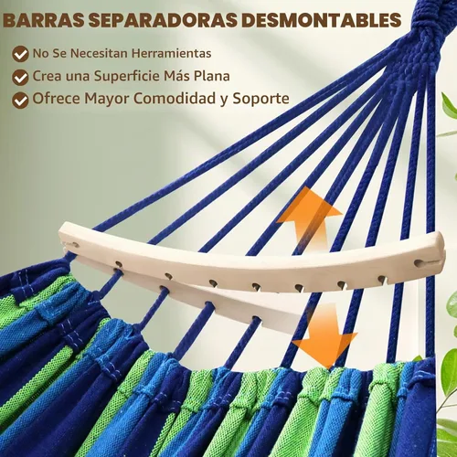 Vista 3 de Chihee - Hamaca de algodón de 8.9 x 4.9 pies con capacidad para hasta 660 libras, evita que se incline lateralmente Soft Fabric Tree Hammock