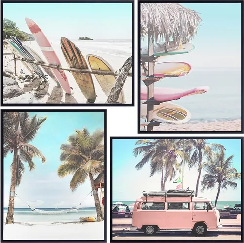 Vista 8 de Arte de pared de palmeras tropicales de playa GRANDE 11x14 - Arte de pared costero para casa de playa, casa de lago, decoración del hogar junto al
