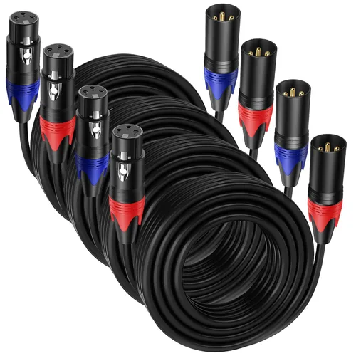Vista 11 de Paquete de 2 cables XLR macho a hembra de 10 pies, cable de micrófono profesional equilibrado, cobre puro y blindaje dual, compatible