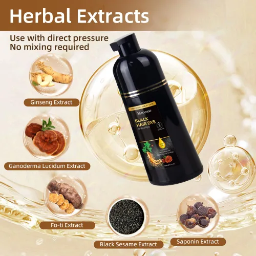 Vista 3 de Maryono Champú de tinte para el cabello castaño oscuro 3 en 1 para cobertura de canas, ingredientes herbarios, color instantáneo, para mujeres